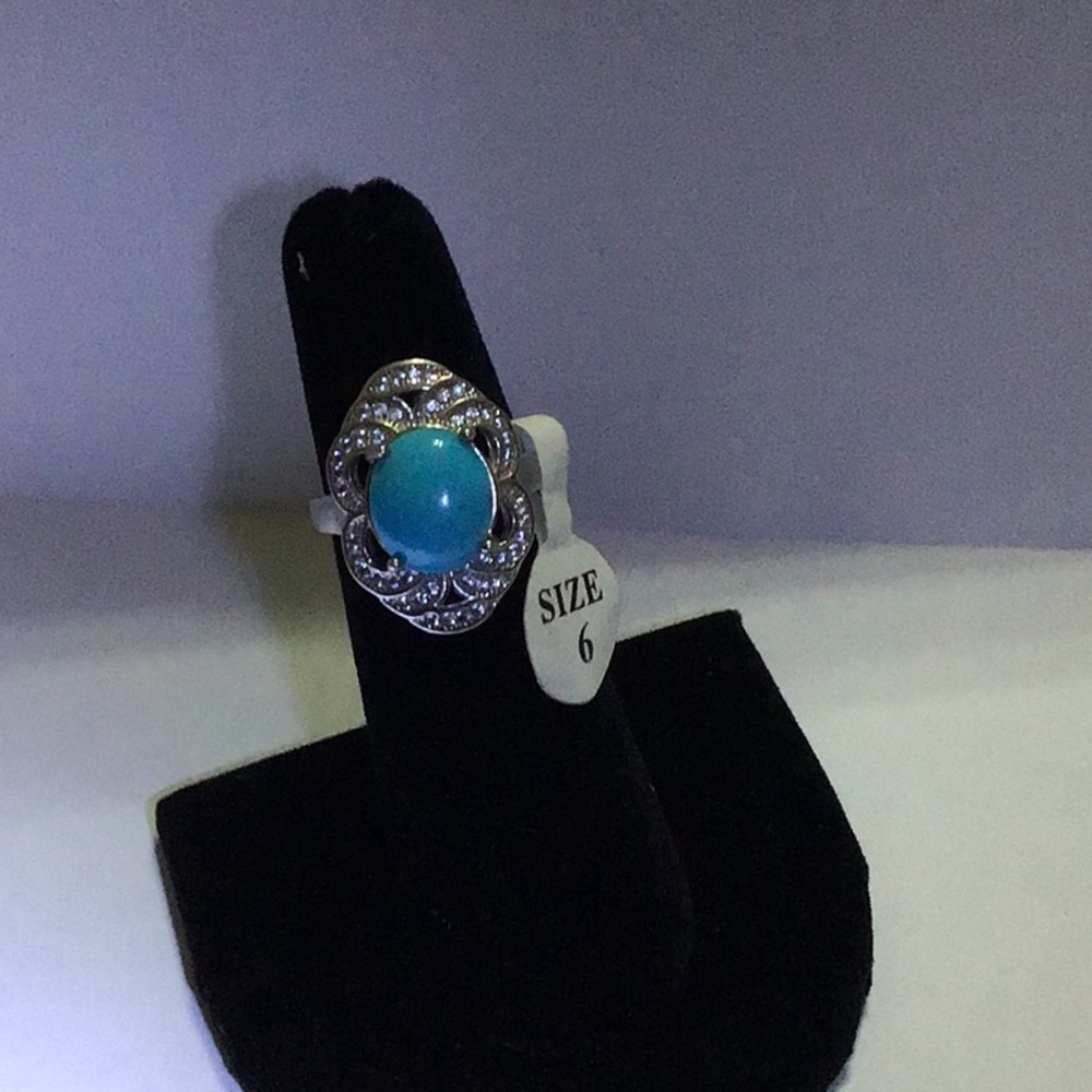 New 925 Sterling Silver Turquoise gemstone Ring 6 - Picture 1 of 7